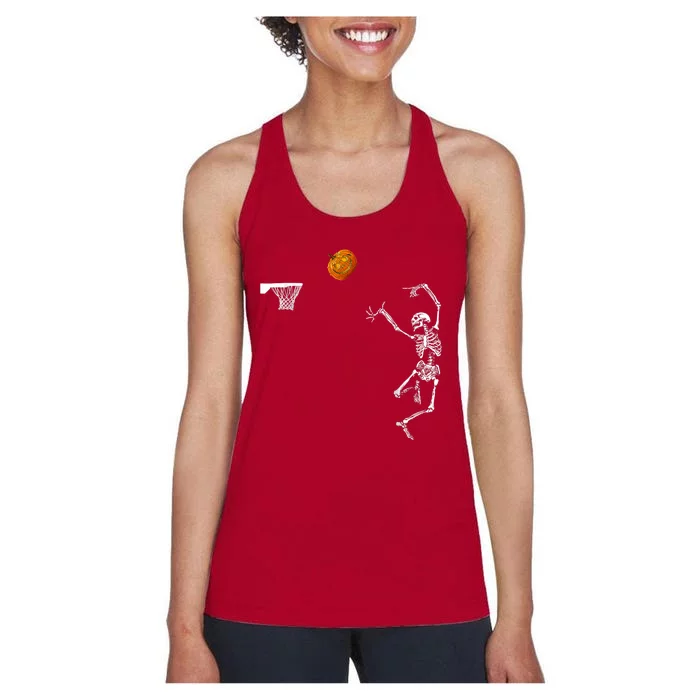 Basketball Skeleton Halloween Skeleton Pumpkin Women's Racerback Tank