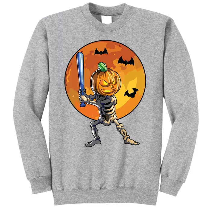 Baseball Skeleton Halloween Boy Baseball Halloween Tall Sweatshirt