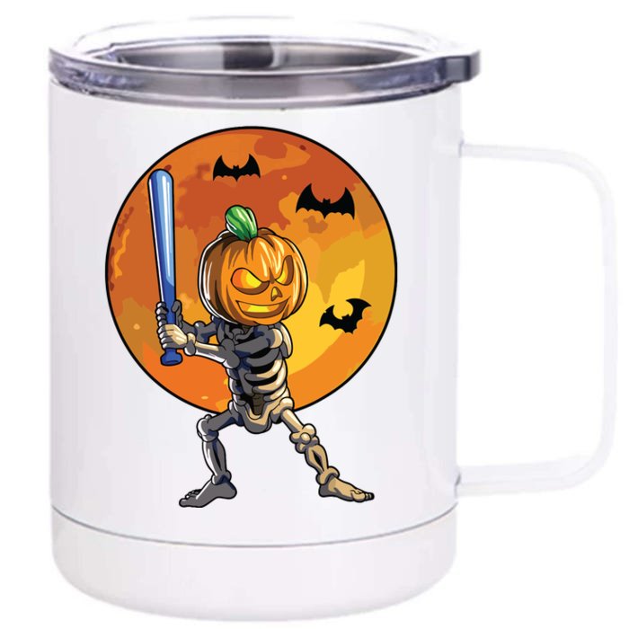 Baseball Skeleton Halloween Boy Baseball Halloween Front & Back 12oz Stainless Steel Tumbler Cup