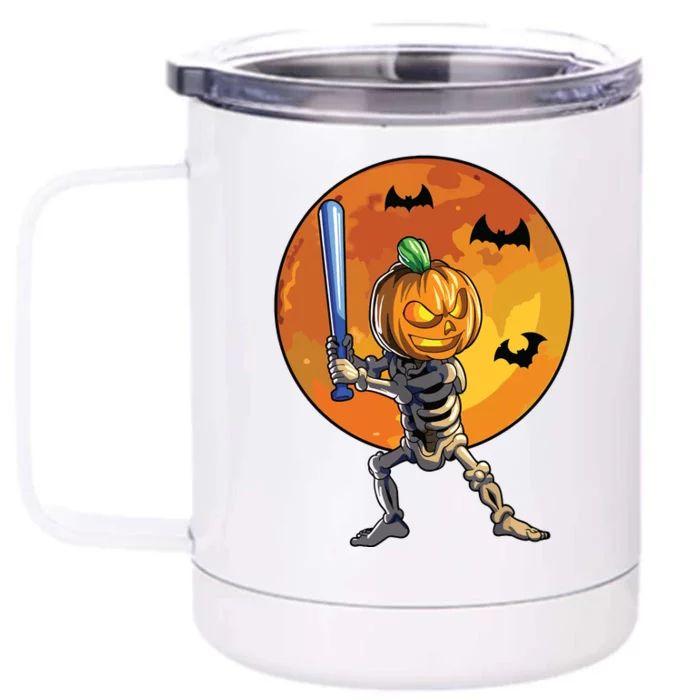 Baseball Skeleton Halloween Boy Baseball Halloween Front & Back 12oz Stainless Steel Tumbler Cup