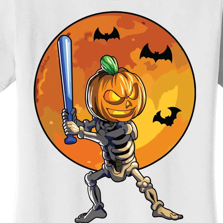 Baseball Skeleton Halloween Boy Baseball Halloween Women's T-Shirt