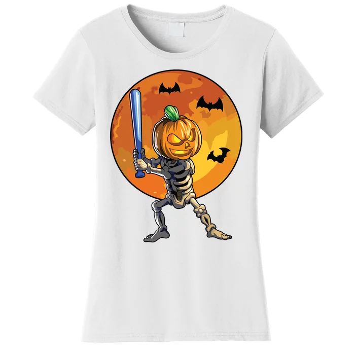 Baseball Skeleton Halloween Boy Baseball Halloween Women's T-Shirt