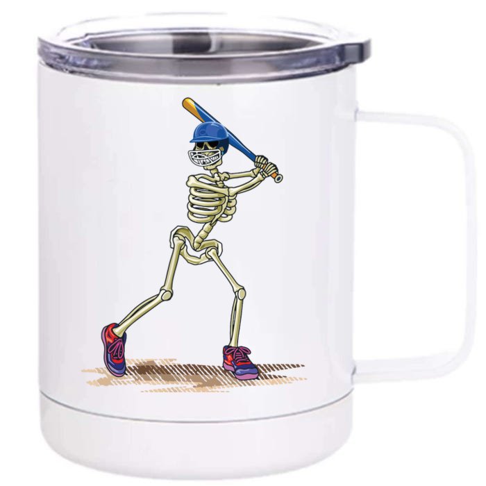 Baseball Skeleton Halloweenchalloween Front & Back 12oz Stainless Steel Tumbler Cup