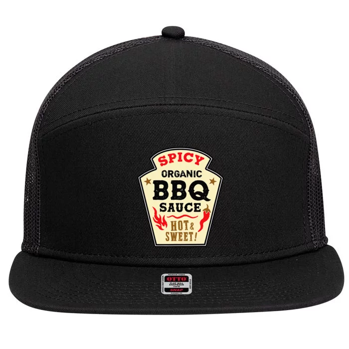 Bbq Sauce Hot Spicy Grill Barbeque Halloween Costume 7 Panel Mesh Trucker Snapback Hat