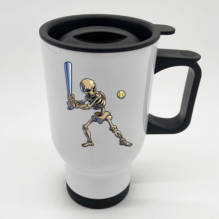 Baseball Skeleton Halloween Boy Baseball Halloween Front & Back Stainless Steel Travel Mug