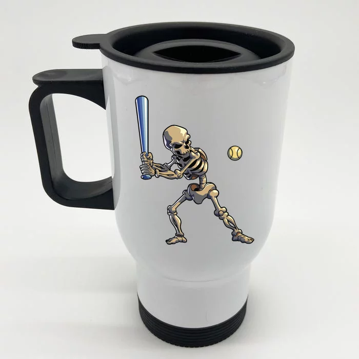 Baseball Skeleton Halloween Boy Baseball Halloween Front & Back Stainless Steel Travel Mug