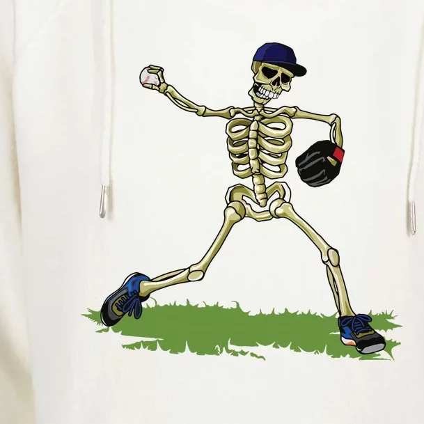 Baseball Skeleton Halloween Boy Baseball Halloween Womens Funnel Neck Pullover Hood