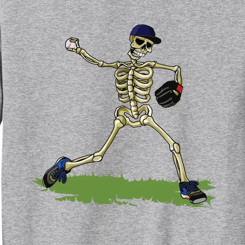 Baseball Skeleton Halloween Boy Baseball Halloween Tall Sweatshirt