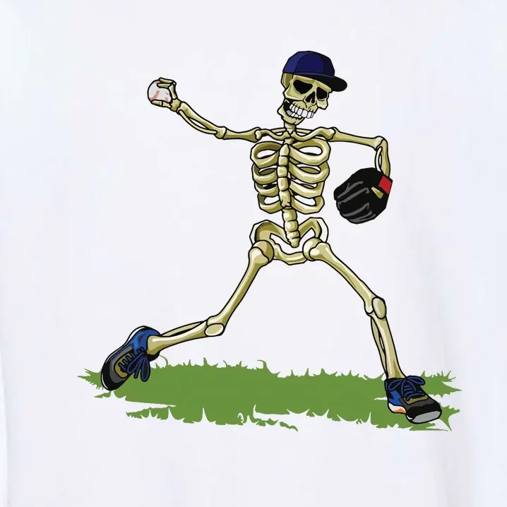 Baseball Skeleton Halloween Boy Baseball Halloween Garment-Dyed Sweatshirt