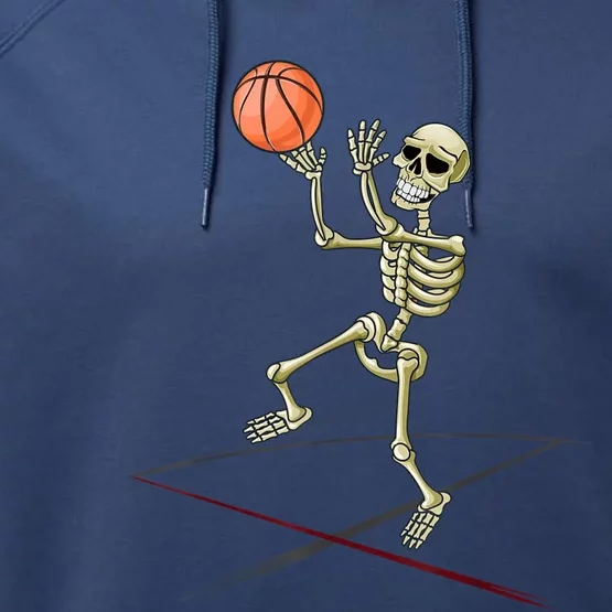 Basketball Skeleton Halloween Basketball Halloween Performance Fleece Hoodie