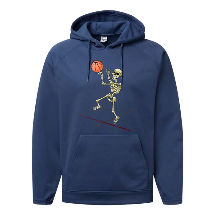 Basketball Skeleton Halloween Basketball Halloween Performance Fleece Hoodie