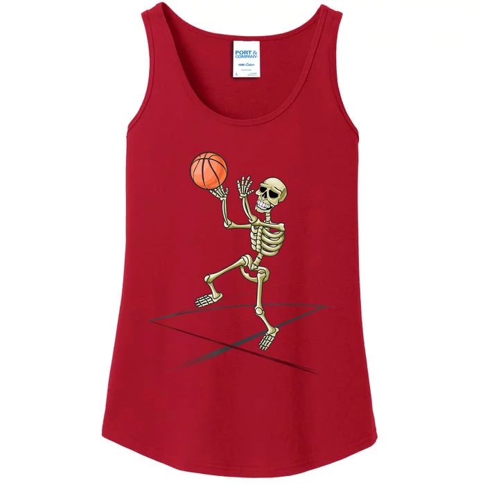 Basketball Skeleton Halloween Basketball Halloween Ladies Essential Tank