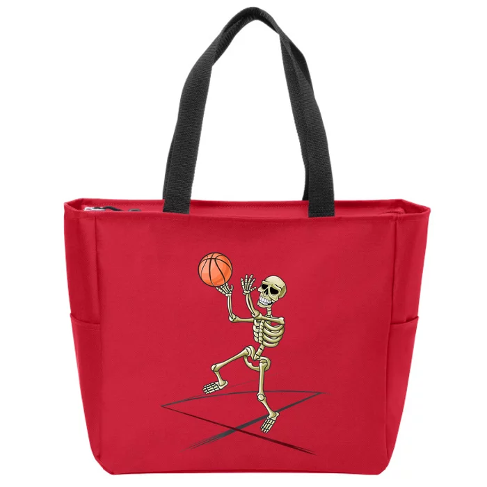 Basketball Skeleton Halloween Basketball Halloween Zip Tote Bag