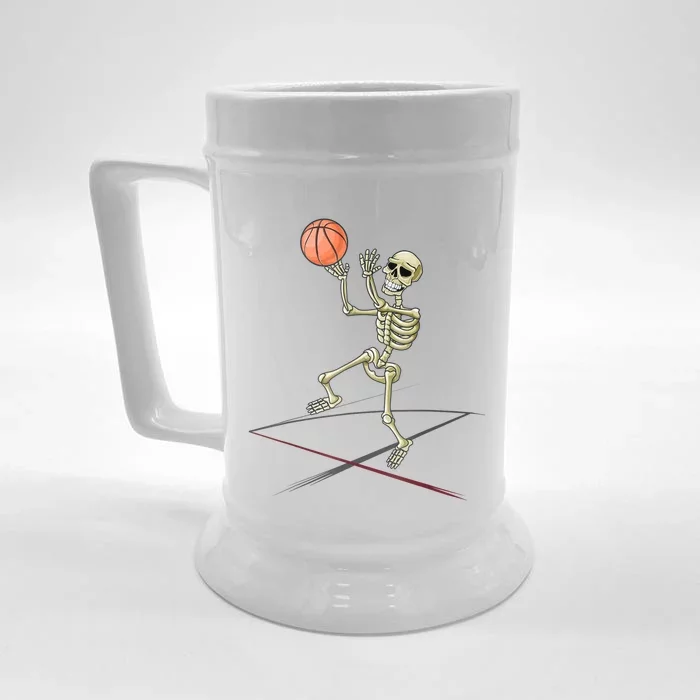 Basketball Skeleton Halloween Basketball Halloween Front & Back Beer Stein