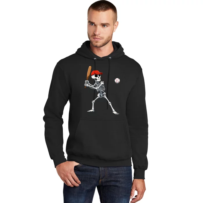 Baseball Skeleton Halloween Skeleton Playing Baseball Hoodie