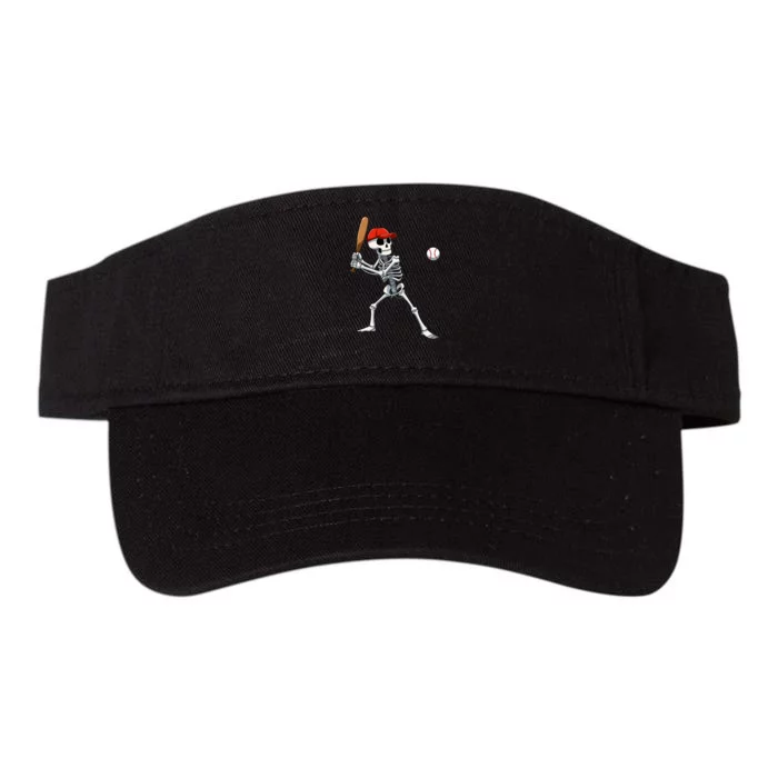 Baseball Skeleton Halloween Skeleton Playing Baseball Valucap Bio-Washed Visor