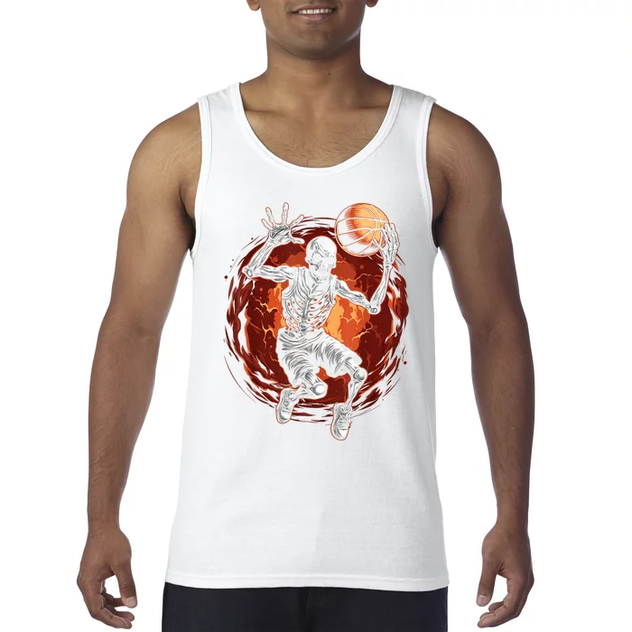 Basketball Skeleton Halloween ArtDunking Skeleton Tank Top