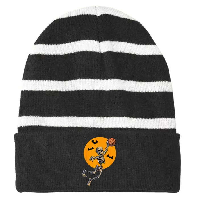 Basketball Skeleton Halloween Men Basketball Halloween Striped Beanie with Solid Band