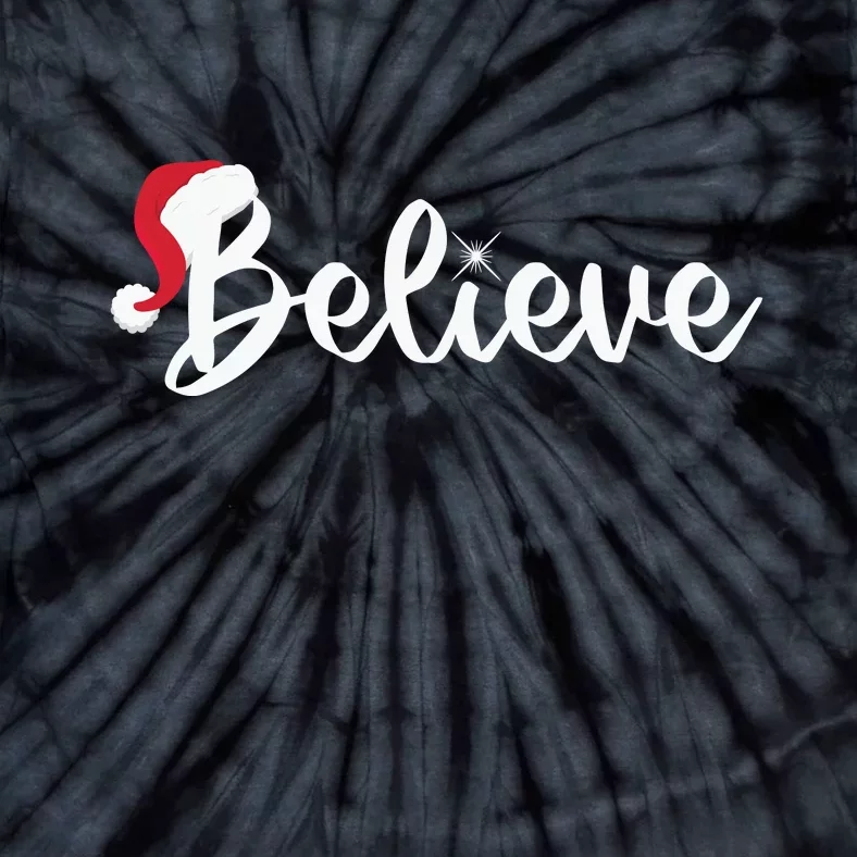 Believe Santa Hat Christmas Gift Tie-Dye T-Shirt