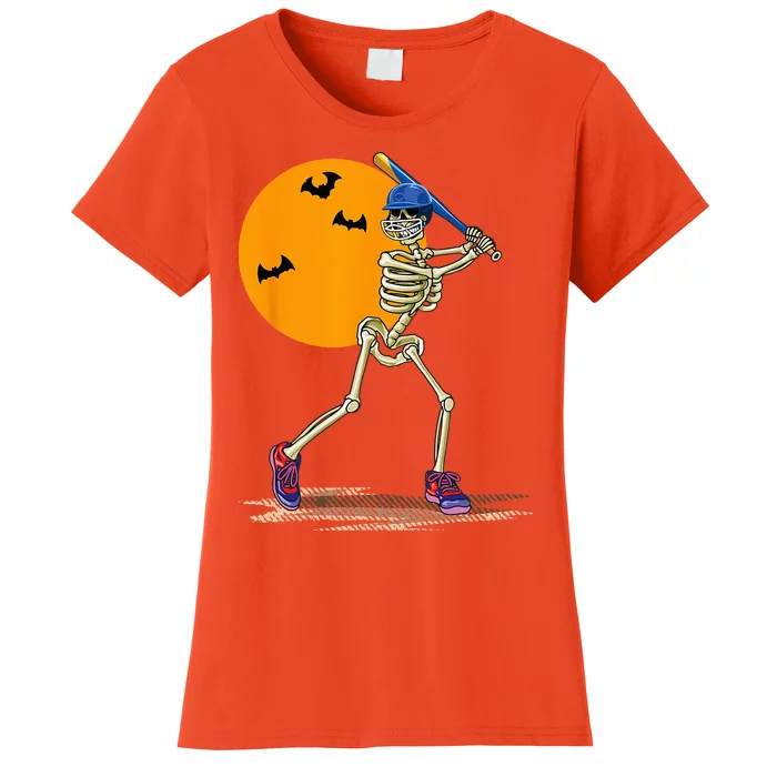 Baseball Skeleton Halloween Baseball Halloween Women's T-Shirt