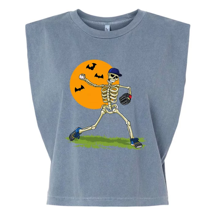 Baseball Skeleton Halloween Baseball Halloween Garment-Dyed Women's Muscle Tee