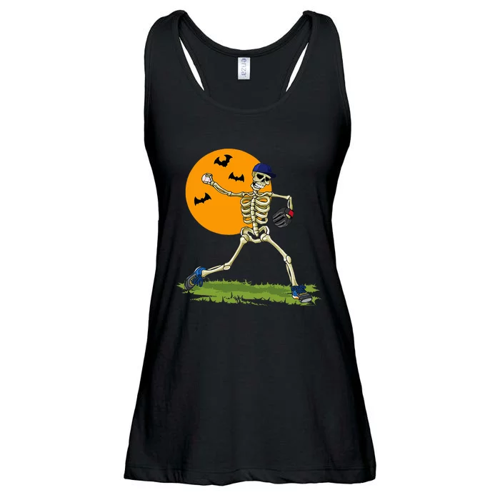 Baseball Skeleton Halloween Baseball Ladies Essential Flowy Tank