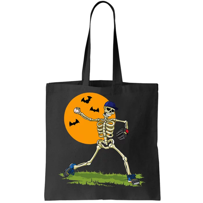 Baseball Skeleton Halloween Baseball Tote Bag