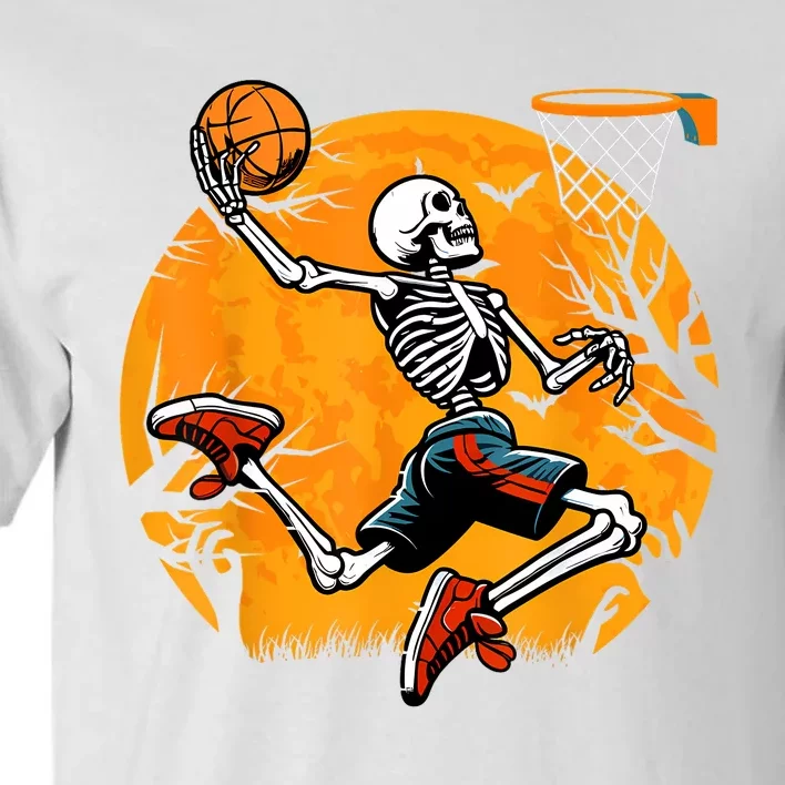 Basketball Skeleton Halloween Spooky Boy Basketball Player Tall T-Shirt