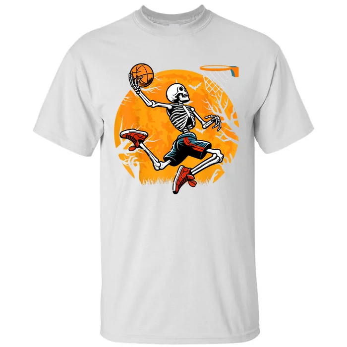 Basketball Skeleton Halloween Spooky Boy Basketball Player Tall T-Shirt