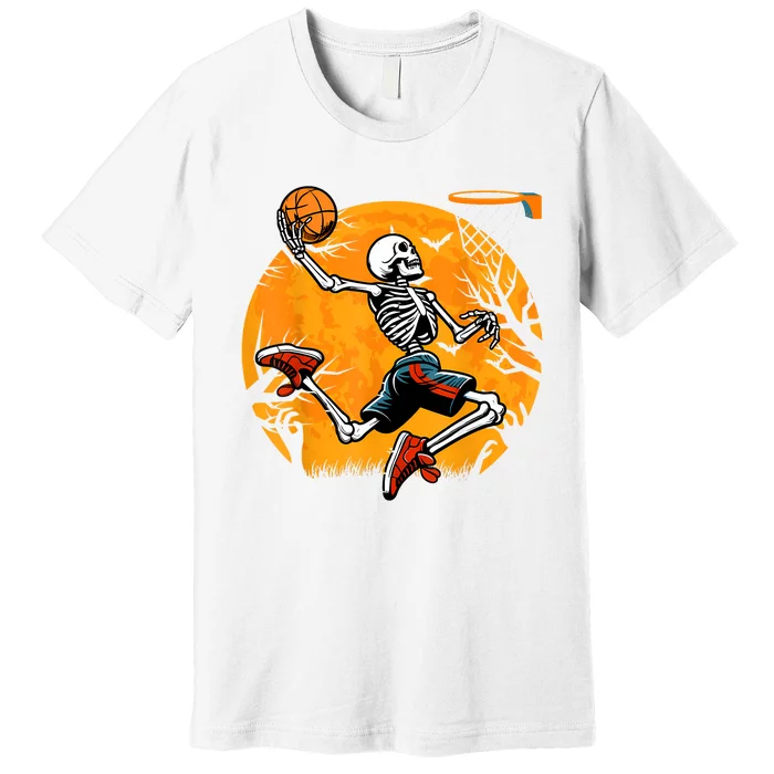 Basketball Skeleton Halloween Spooky Boy Basketball Player Premium T-Shirt