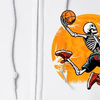 Basketball Skeleton Halloween Spooky Boy Basketball Player Full Zip Hoodie