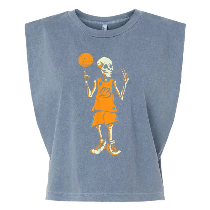 Basketball Skeleton Halloween Costume Funny Skull Garment-Dyed Women's Muscle Tee