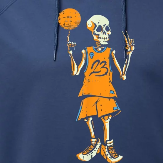 Basketball Skeleton Halloween Costume Funny Skull Performance Fleece Hoodie