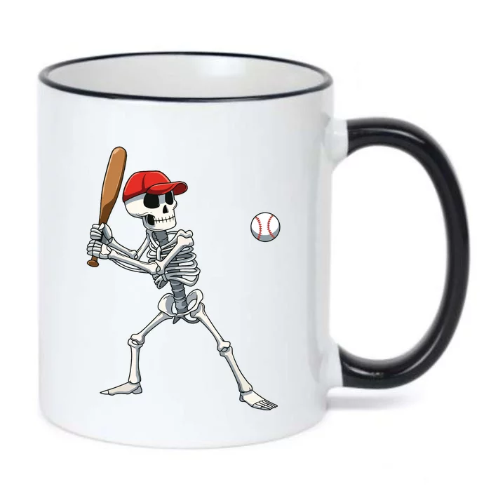 Baseball Skeleton Halloween Skeleton Playing Baseball Black Color Changing Mug