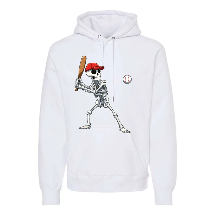 Baseball Skeleton Halloween Skeleton Playing Baseball Premium Hoodie