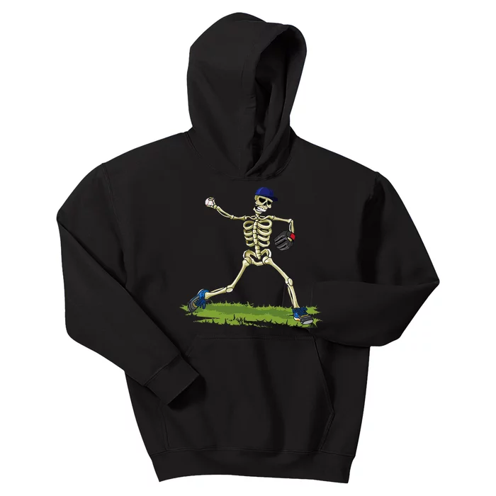 Baseball Skeleton Halloween Baseball Halloween Kids Hoodie