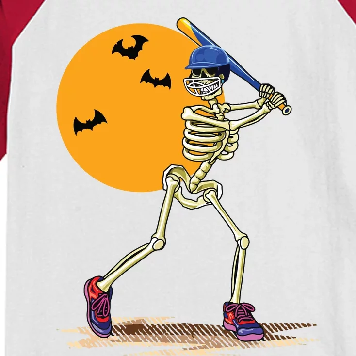 Baseball Skeleton Halloween Boy Baseball Halloween Kids Colorblock Raglan Jersey