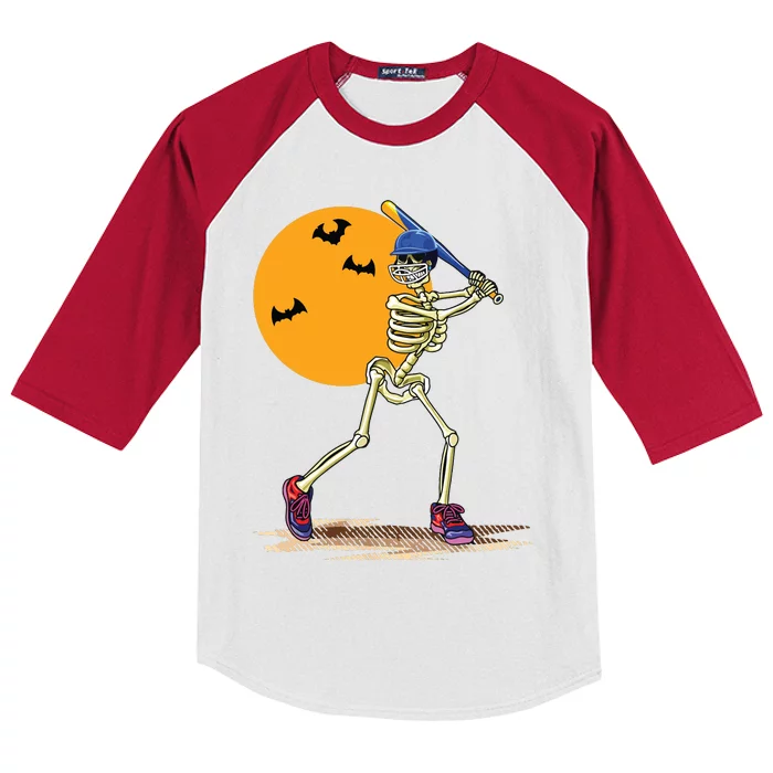 Baseball Skeleton Halloween Boy Baseball Halloween Kids Colorblock Raglan Jersey