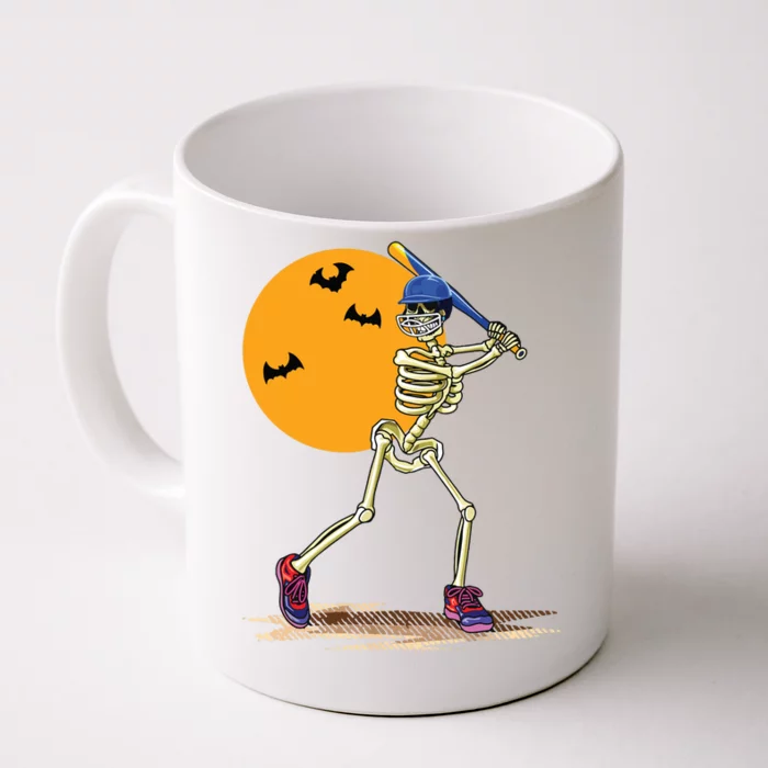 Baseball Skeleton Halloween Boy Baseball Halloween Front & Back Coffee Mug