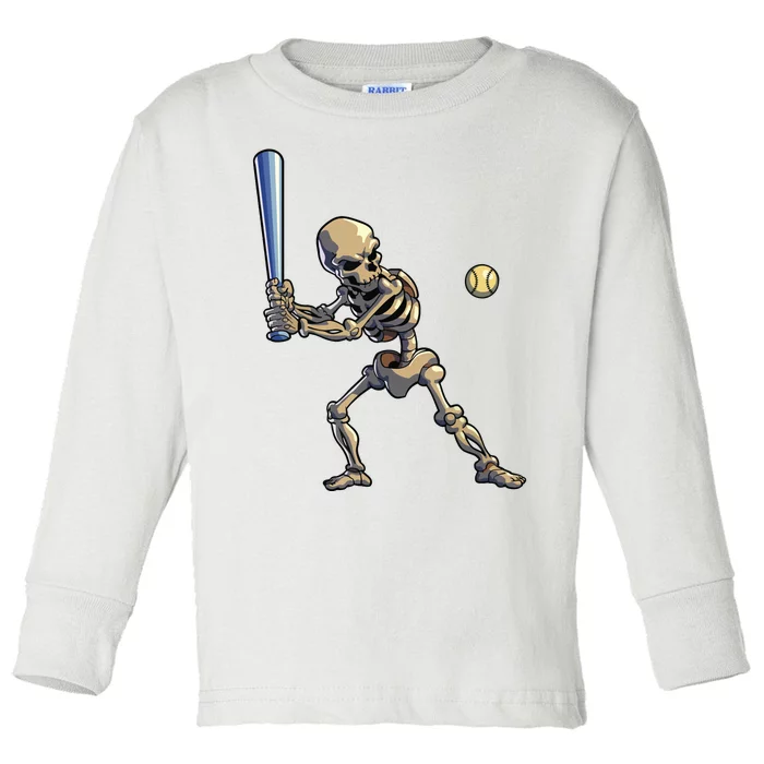 Baseball Skeleton Halloween Boy Baseball Halloween Toddler Long Sleeve Shirt