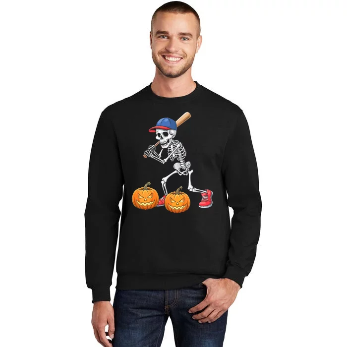 Baseball Skeleton Halloween Funny Baseball Halloween Sweatshirt