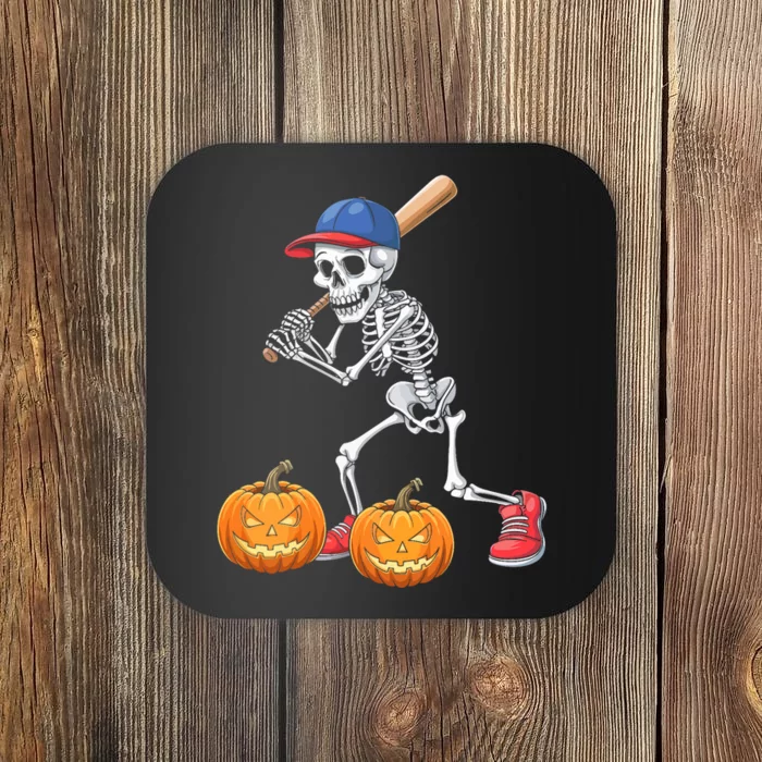 Baseball Skeleton Halloween Funny Baseball Halloween Coaster