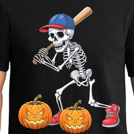 Baseball Skeleton Halloween Funny Baseball Halloween Pajama Set