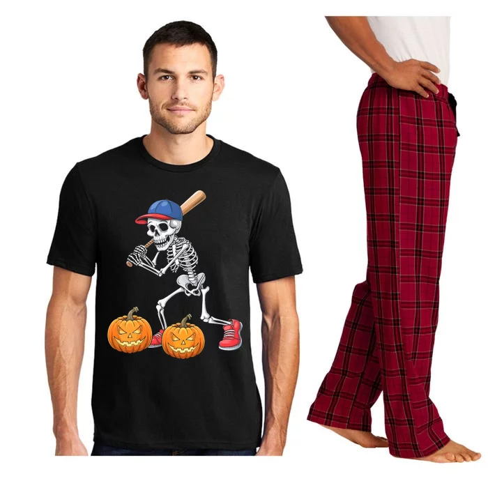 Baseball Skeleton Halloween Funny Baseball Halloween Pajama Set