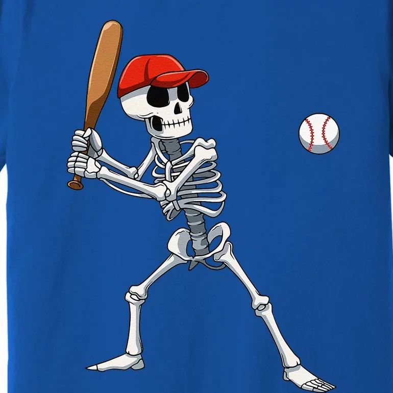 Baseball Skeleton Halloween Skeleton Playing Baseball Premium T-Shirt