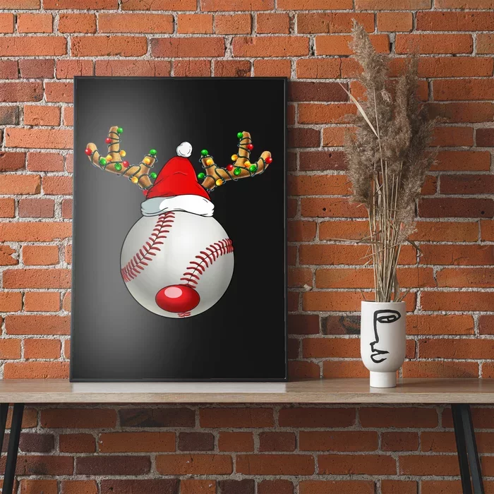 Baseball Santa Hat Reindeer Christmas Lights Men Boys Kids Poster