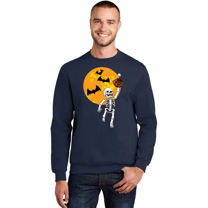 Baseball Skeleton Halloween Boy Baseball Hallowen Tall Sweatshirt