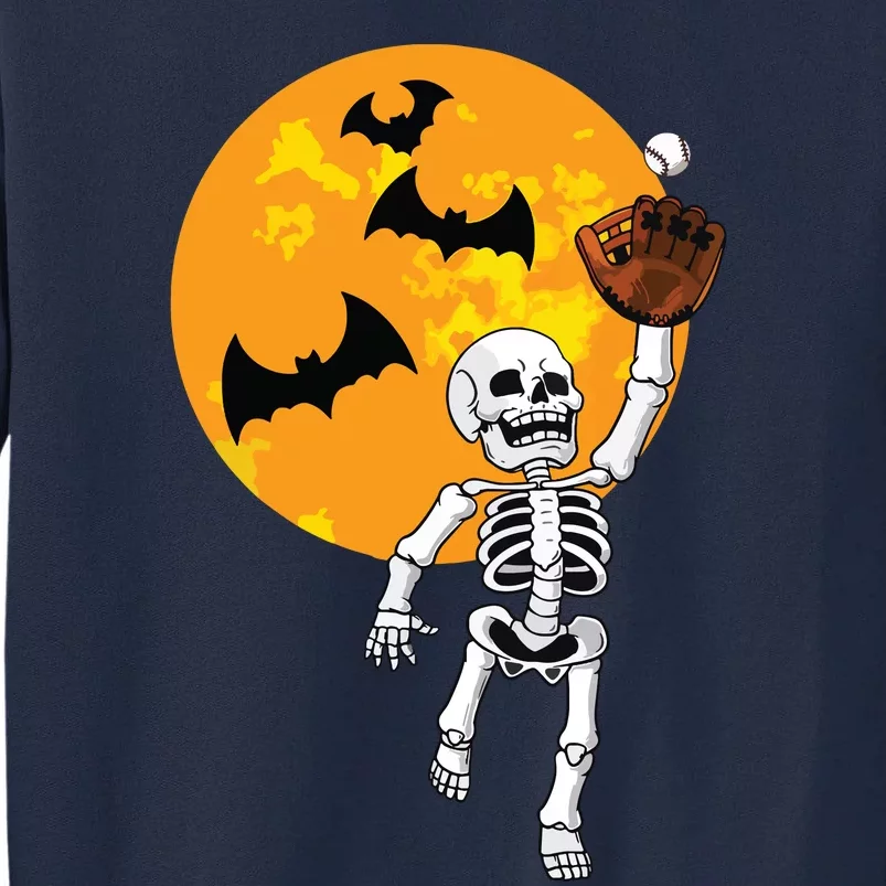 Baseball Skeleton Halloween Boy Baseball Hallowen Tall Sweatshirt