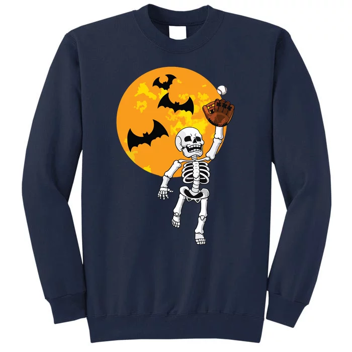 Baseball Skeleton Halloween Boy Baseball Hallowen Tall Sweatshirt