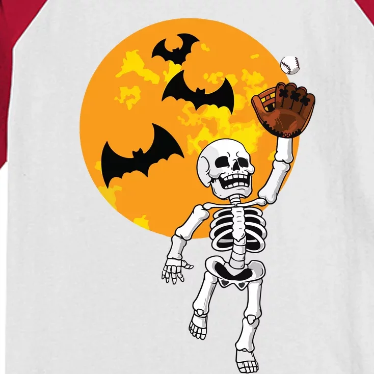 Baseball Skeleton Halloween Boy Baseball Hallowen Kids Colorblock Raglan Jersey